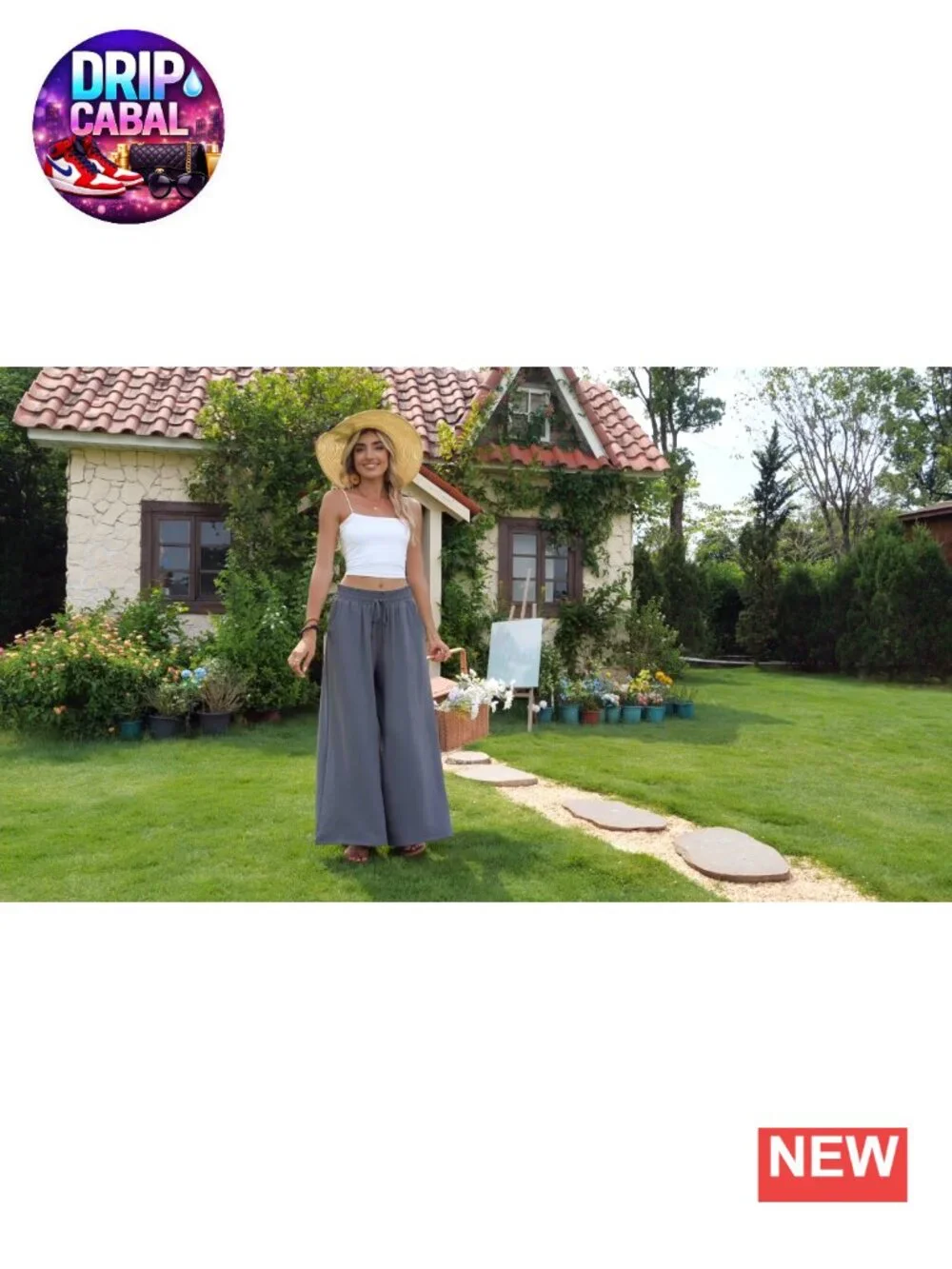 Wide Leg Palazzo Pants for Women - Flow Loose Fit High Waist Pocket Slacks